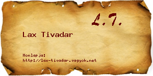 Lax Tivadar névjegykártya